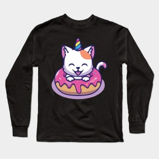 cat unicorn so cute face mask Long Sleeve T-Shirt